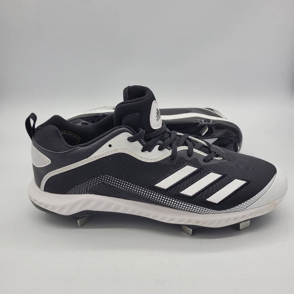 Adidas White Icon 6 Bounce Baseball Cleats Men\'s 14 Shoes Black White NEW